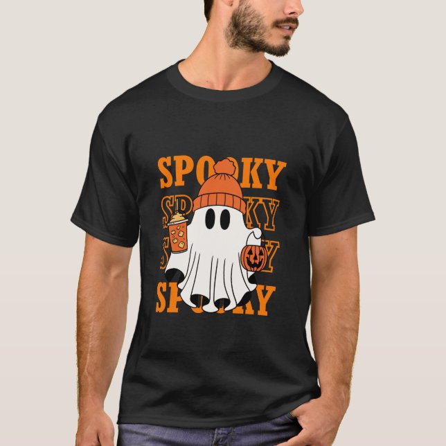 Camiseta Design de café Spooky Ghost Halloween (Frente)
