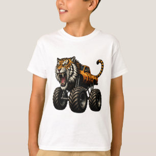 Camiseta Design de Caminhão Monstro Tigre Feroz