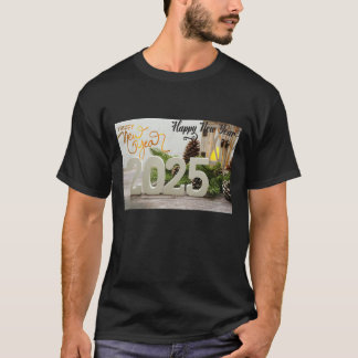 Camiseta Design de Camisa-T de 2025 com Decoração Festiva