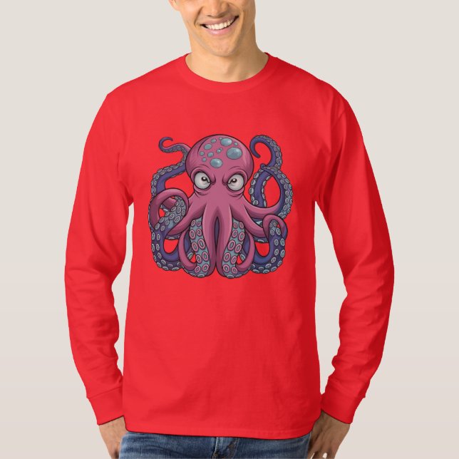 Camiseta Design de Camiseiros T Monstro de Octopus Vetor -  (Frente)