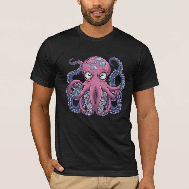 Camiseta Design de Camiseiros T Monstro de Octopus Vetor -  (Frente)