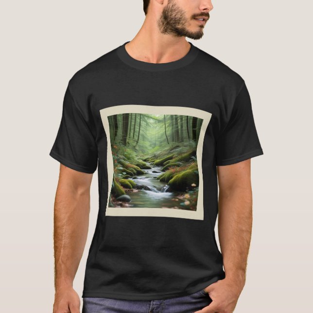 Camiseta Design de Camiseiros T-Stream Florestais Tranquilo (Frente)