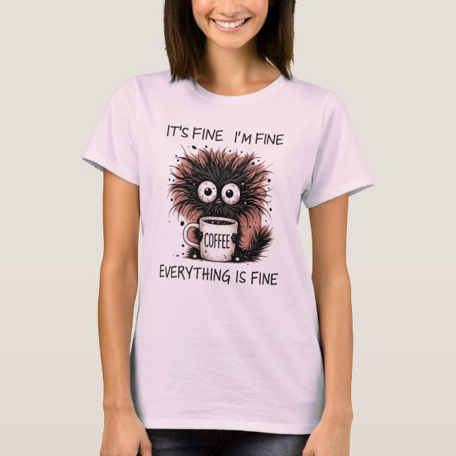 Camiseta Design de Caneca do Monstro do Café Engraçado - Es (Frente)
