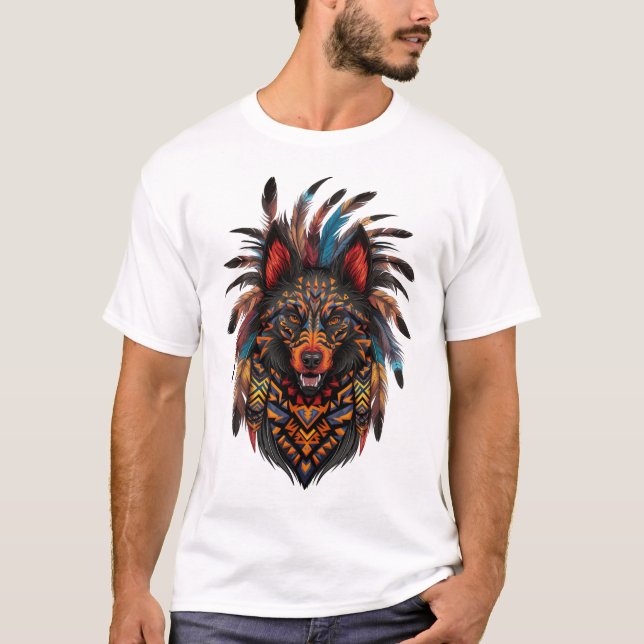 Camiseta Design de cão exótico inspirado na arte tribal (Frente)