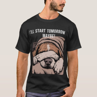 Camiseta Design de Cão Preguiçoso e Adorável