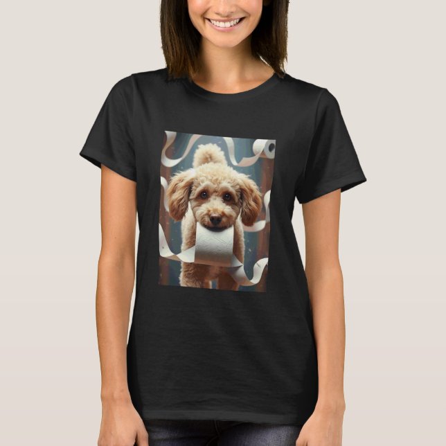 Camiseta Design de caos de papel higiênico meme de cachorro (Frente)