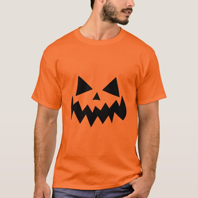 Camiseta Design de Cara de Abóbora Clássica do Halloween co (Frente)