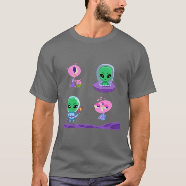 Camiseta design de Caractere de Alienígena 3D (Frente)