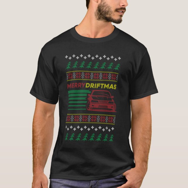 Camiseta Design de Carro de Feliz de Suor Feio de Natal (Frente)