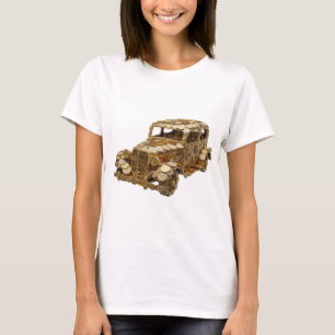 Camiseta Design de CARRO DOURADO prateado que chama a atenç
