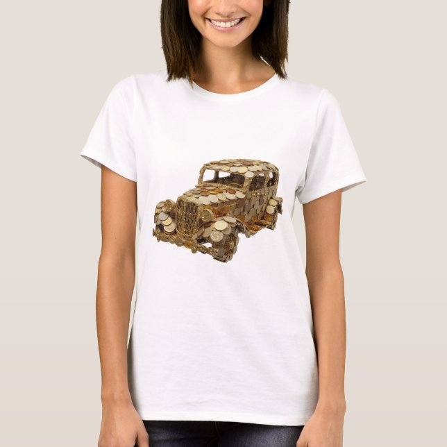 Camiseta Design de CARRO DOURADO prateado que chama a atenç (Frente)