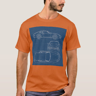 Camiseta Design de carro esportivo estilo blueprint engraça