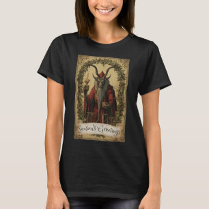 Camiseta Design de Carta de Tarot Krampus Temporada de Nata