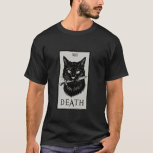 Camiseta Design de Cartas de Tarot de Gato Gótico