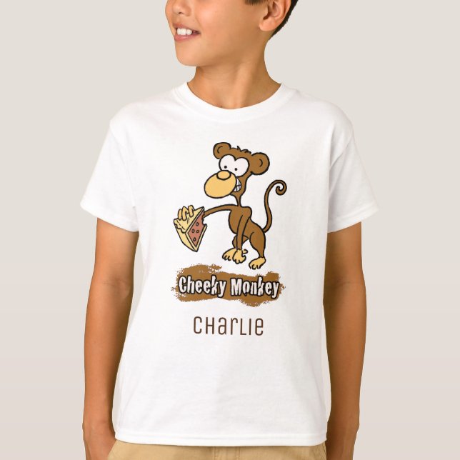 Camiseta Design de Cartografia de Macaco Cheeky Divertido (Frente)