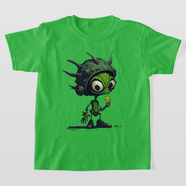 Camiseta Design de Cartoon alienígena de  que desfruta do S (Postura )