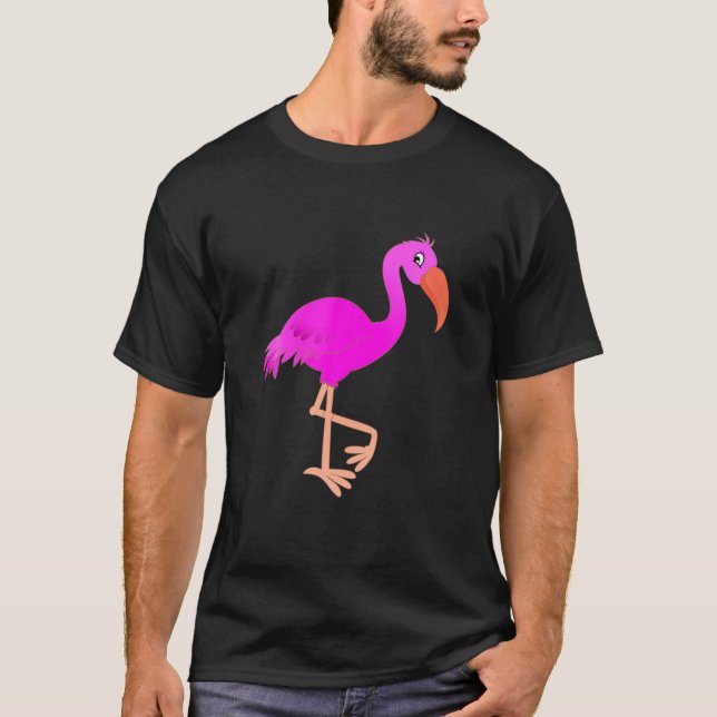 Camiseta Design De Cartoon De Flamingo Cute Para Crianças P (Frente)