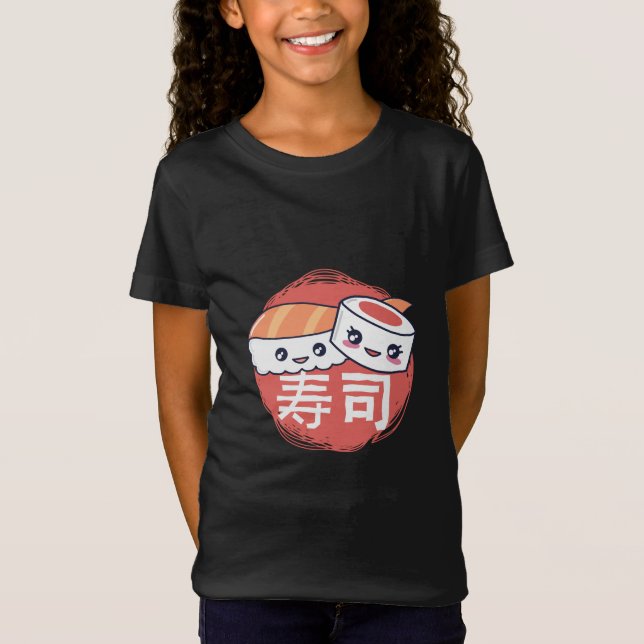 Camiseta Design de Cartoon de Sushi Engraçado (Frente)