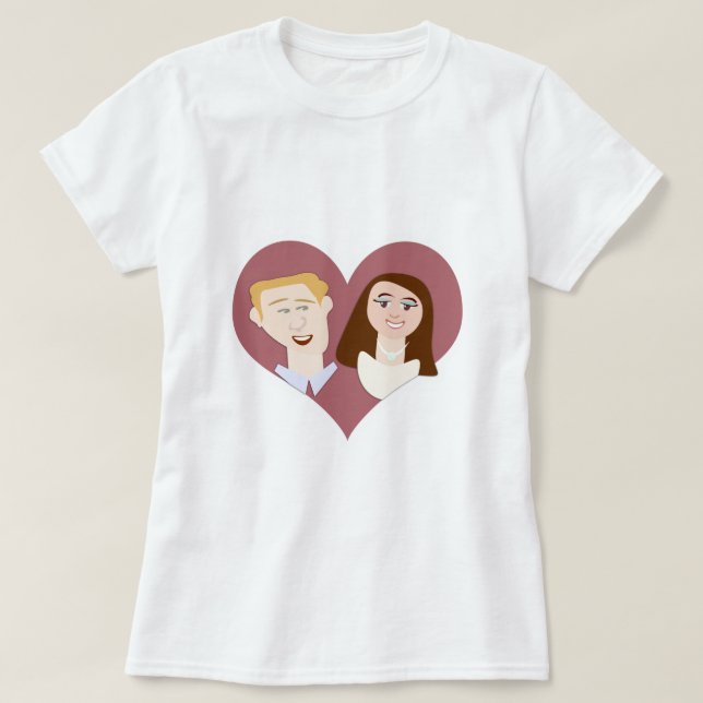 Camiseta Design de Casal de Cartoon Real do  Britânico (Frente do Design)