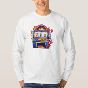 Camiseta Design de Cassino Retro Flaming 777 Jackpot