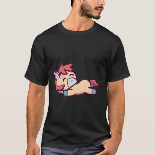 Camiseta Design de Cavalo de Dormir de Kawaii Bonito