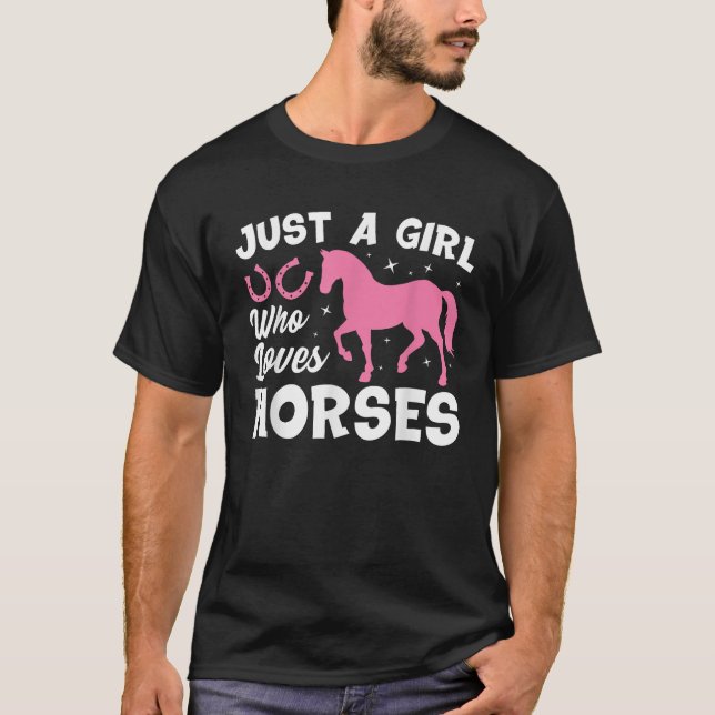 Camiseta Design de Cavalo Fofo para Mulheres Meninas que Ca (Frente)