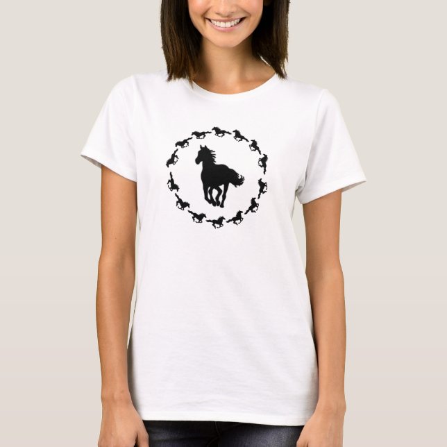 Camiseta Design de cavalo Silhouette (Frente)