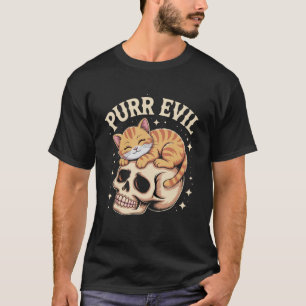 Camiseta Design de Caveira de Gato Malvado, Estética Catcor