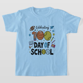 Camiseta design de celebração de 100 dias de esportes escol
