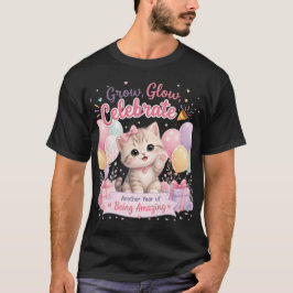 Camiseta Design de Celebração de Aniversário de Gatinho Pas