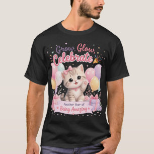 Camiseta Design de Celebração de Aniversário de Gatinho Pas