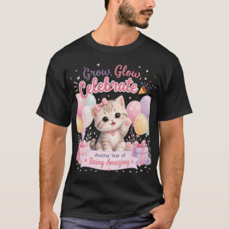 Camiseta Design de Celebração de Aniversário de Gatinho Pas