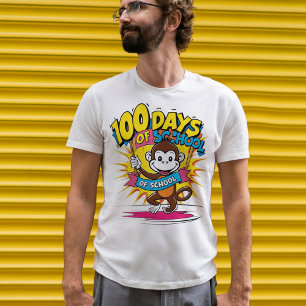 Camiseta design de Celebração de Macacos Escolares por 100 