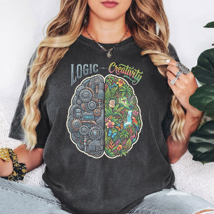 Camiseta Design de Cérebro Lógica Vs Criatividade