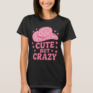 Camiseta Design de Chapéu de Cowgirl Rosa Fofo Mas Louco