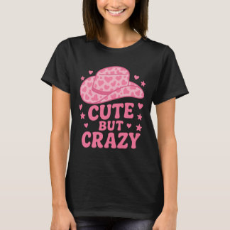 Camiseta Design de Chapéu de Cowgirl Rosa Fofo Mas Louco
