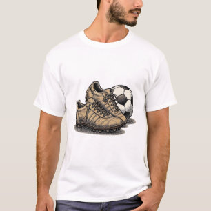 Camiseta Design de chuteiras de futebol e bola ret