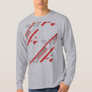 Camiseta Design de Cinza de Formas Diagonais de  Vermelha
