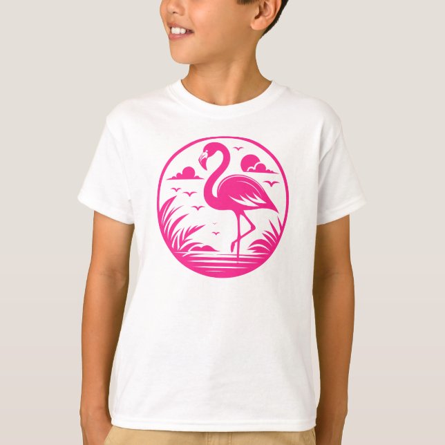 Camiseta Design de Círculo de Verão Flamingo Rosa-68730 (Frente)