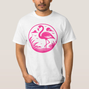 Camiseta Design de Círculo de Verão Flamingo Rosa-68730