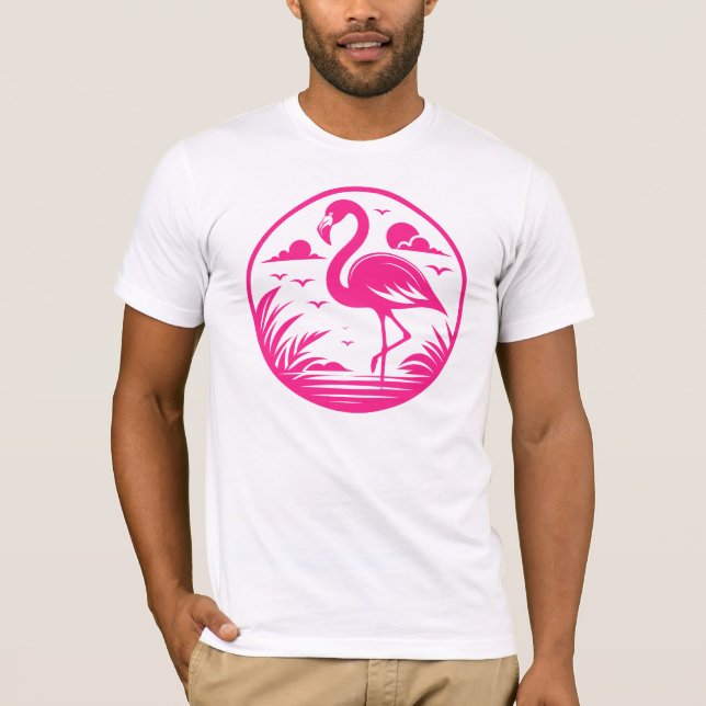 Camiseta Design de Círculo de Verão Flamingo Rosa-68730 (Frente)