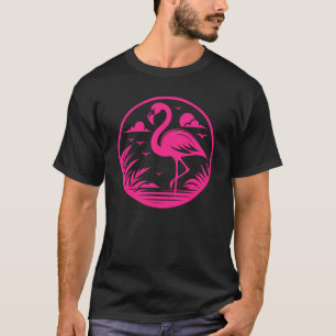 Camiseta Design de Círculo de Verão Flamingo Rosa-68730