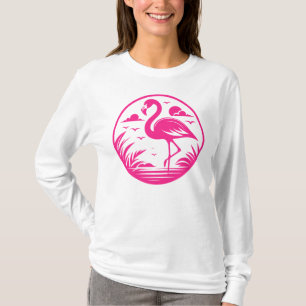 Camiseta Design de Círculo de Verão Flamingo Rosa-68730
