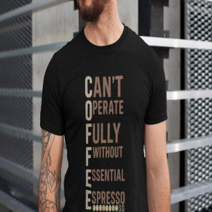 Camiseta Design de Citação Acrôstica de Café Engraçado