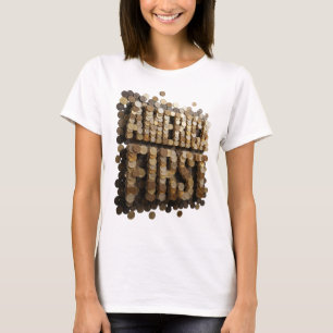 Camiseta Design de Citação Artística AMÉRICA PRIMEIRO em Ou