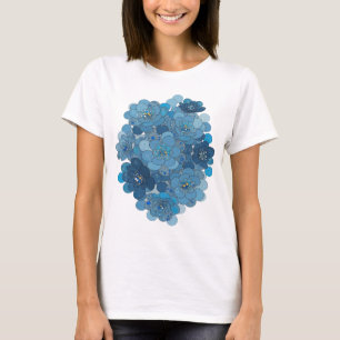Camiseta Design de Citação Azul Artístico BLUE FLORAL DESIG