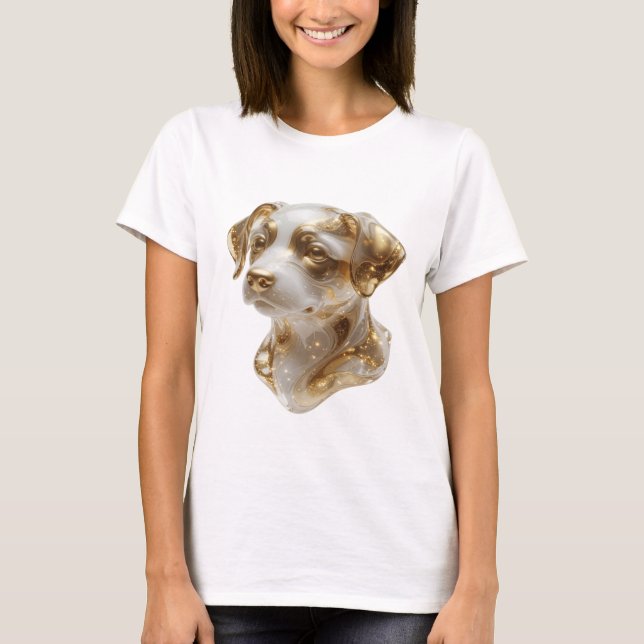 Camiseta Design de Citação CABEÇA DE CÃO Dourado Chic Gold (Frente)