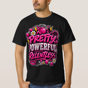 Camiseta Design de Citação de Academia Rosa Implacável Pode