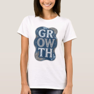 Camiseta Design de Citação de Crescimento Azul Dinâmico