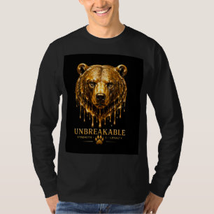 Camiseta Design de Citação de Força Inquebrantável de Urso